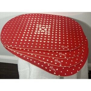 Vintage Vera Neumann Placemats Red Hearts Set 4 Mid Century MCM Brady Bunch